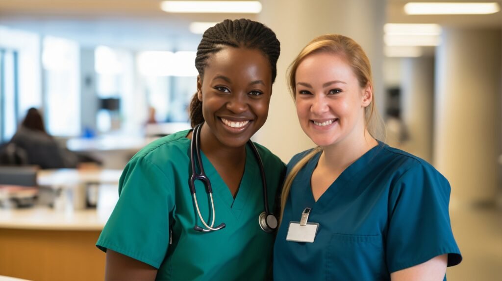 Home medical nurses working together hospital